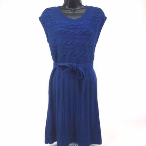LOFT Sweater Dress Cable Knit Belted Short Sleeve